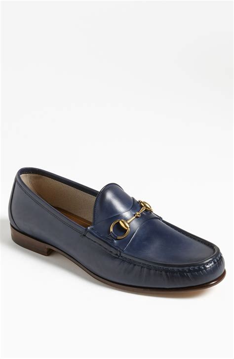 gucci blue leather maritime loafers dress men shoes